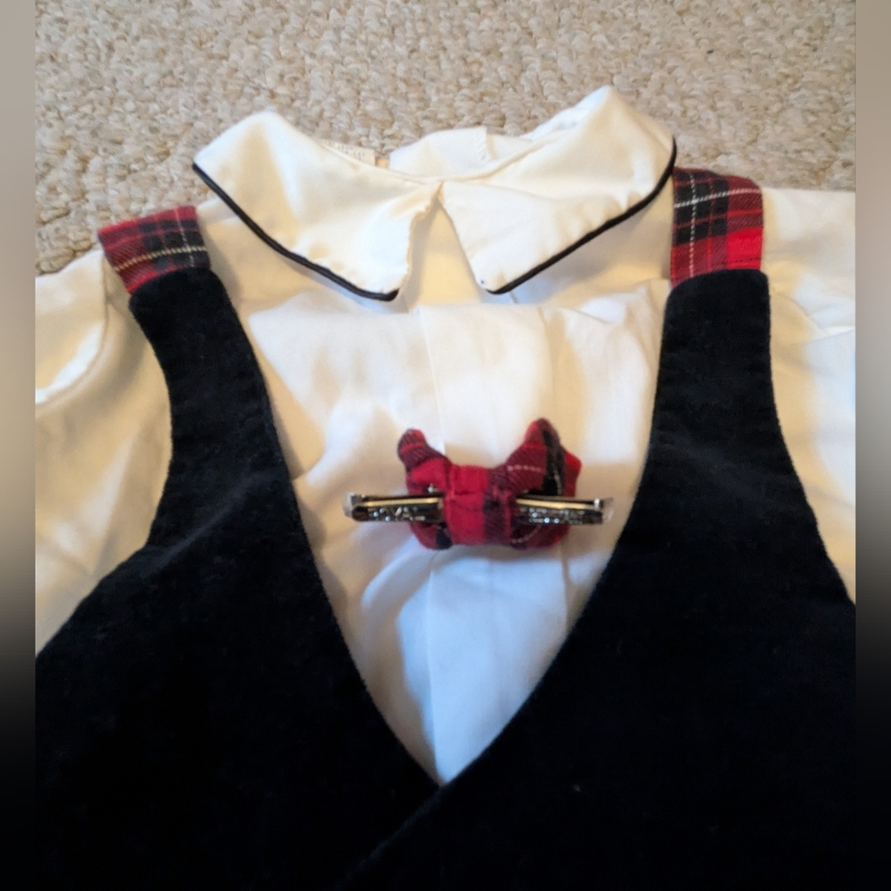 Vintage 90s Good Lad Baby Outfit with Red Plaid and Bow Tie Sz. 18m - Picture 3 of 5